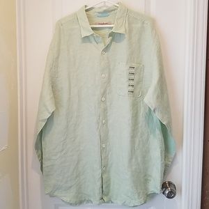 NWT. Tommy Bahama Relax mint green linen long slee
